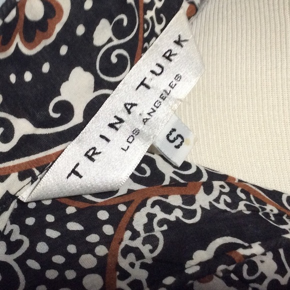 🐞 Trina Turk Boho Patterned Silk Blend Top - Picture 4 of 5